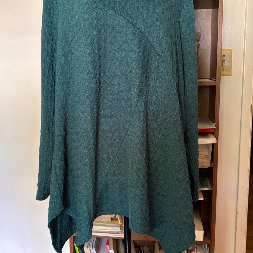 Teal Asymmetrical Knit Sweater